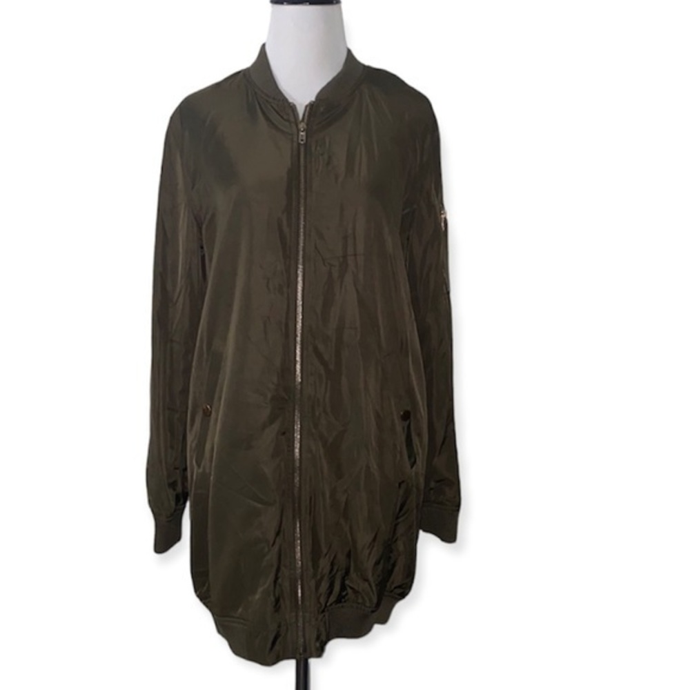 Sans souci women’s small olive green Lightweight longline bomber jacket
